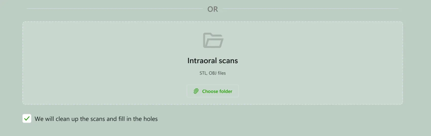Tip: Keep the checkbox enabled for automatic cleanup to remove artifacts and fill small holes in the scan.