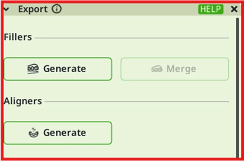 To create the aligners, press the Generate button in the Aligners section