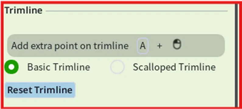 Delete the selected trimline using the Reset Trimline button