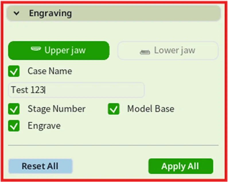 To apply all selected changes, press Apply All; to delete them, press Reset All.