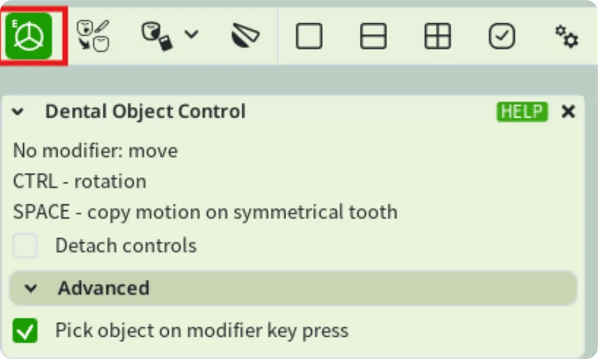 Detach Controls checkbox, you can modify the position of the axis.