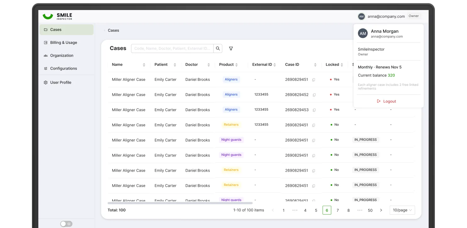 SmileInspector Portal — one shared place for every case